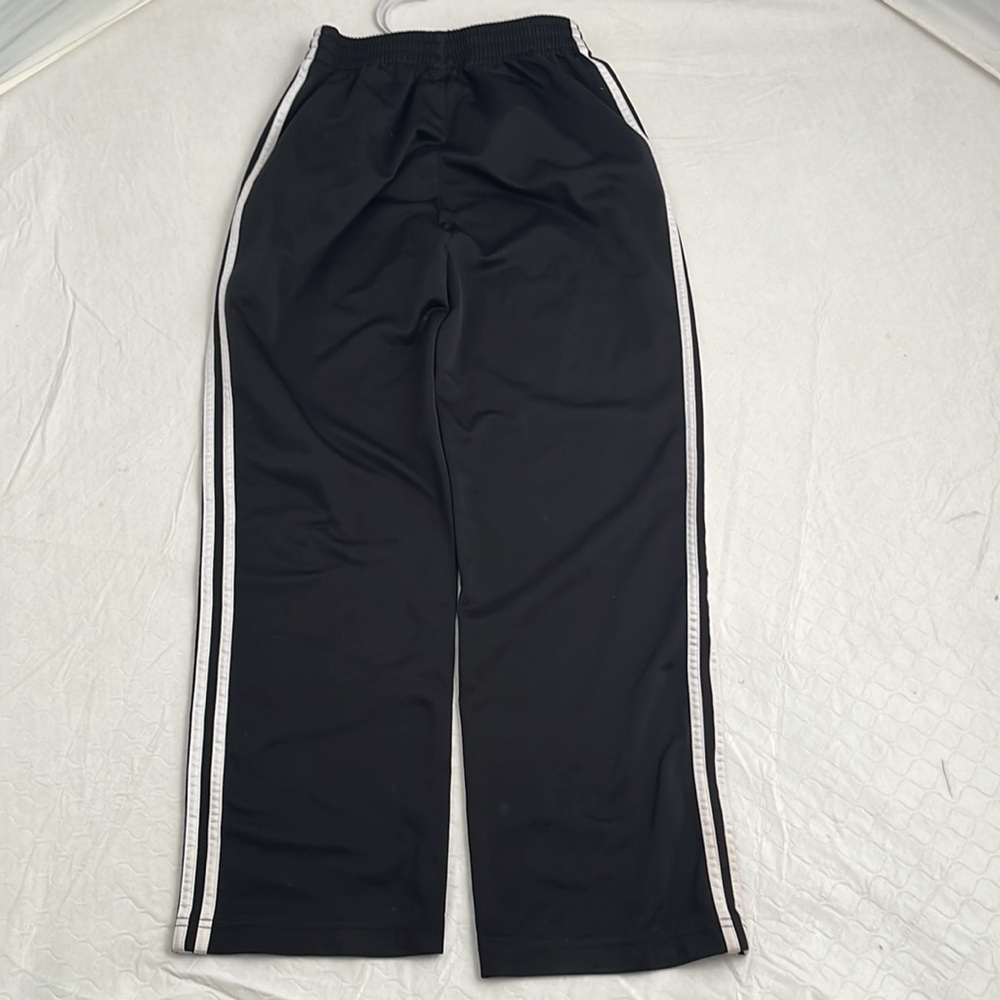 Adidas black and white stripe drawstring track pants with pockets